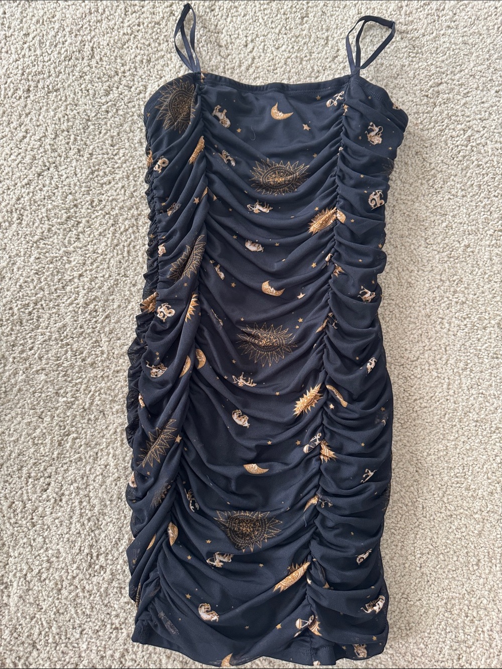 Forever 21 Black Ruched Sun & Moon Mini Dress